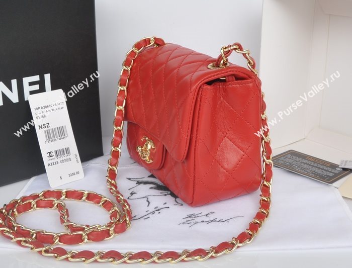 Chanel A1115 lambskin small classic flap handbag red bag 5772