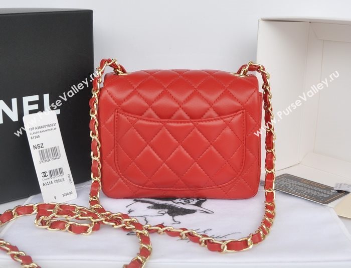 Chanel A1115 lambskin small classic flap handbag red bag 5772