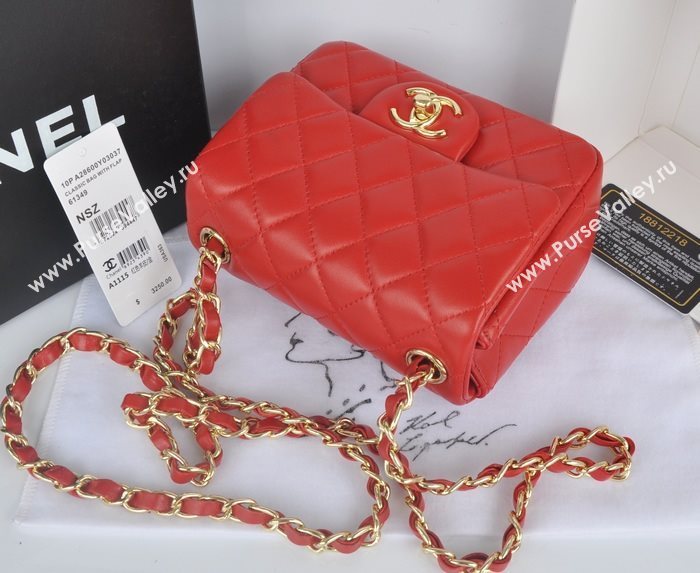 Chanel A1115 lambskin small classic flap handbag red bag 5772