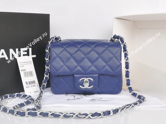 Chanel A1115 lambskin small classic flap handbag blue bag 5773