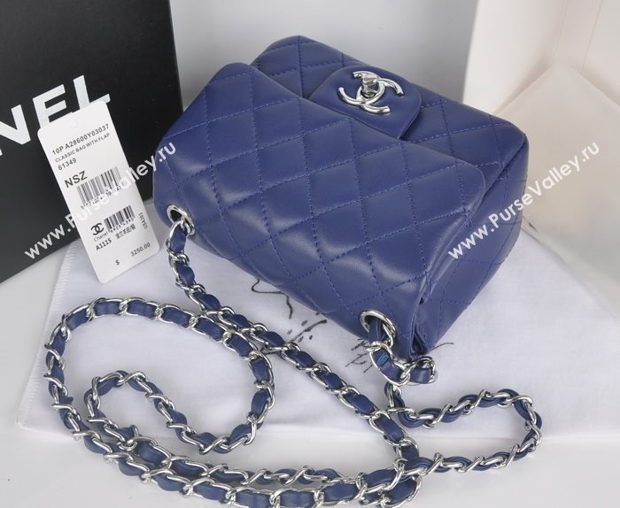 Chanel A1115 lambskin small classic flap handbag blue bag 5773