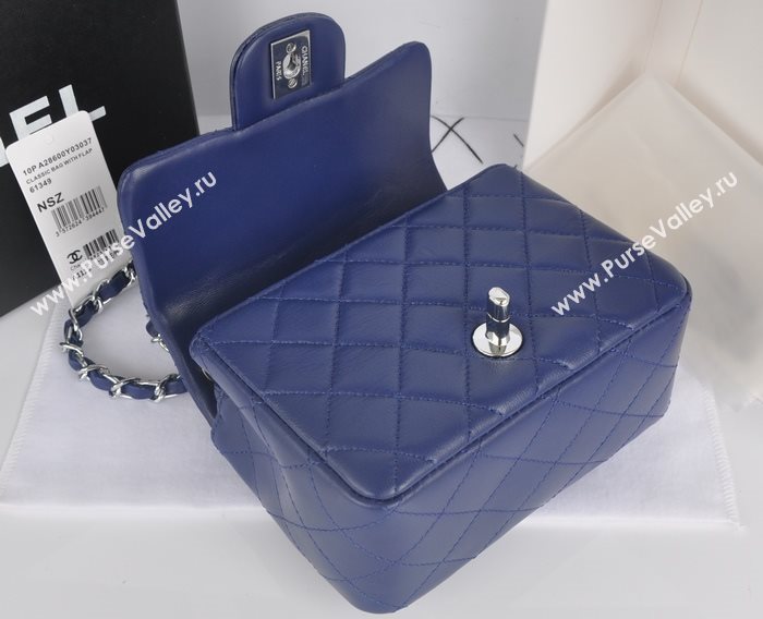 Chanel A1115 lambskin small classic flap handbag blue bag 5773