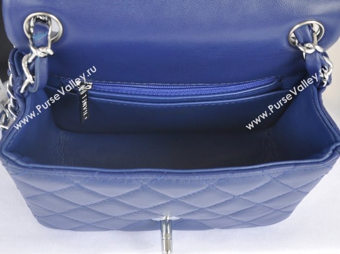 Chanel A1115 lambskin small classic flap handbag blue bag 5773