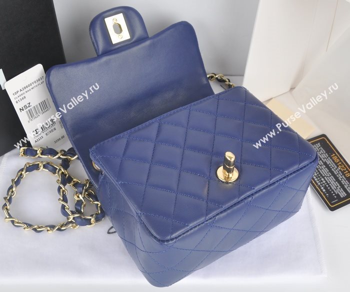 Chanel A1115 lambskin small classic flap handbag blue bag 5774