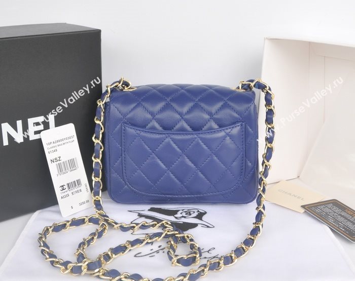 Chanel A1115 lambskin small classic flap handbag blue bag 5774