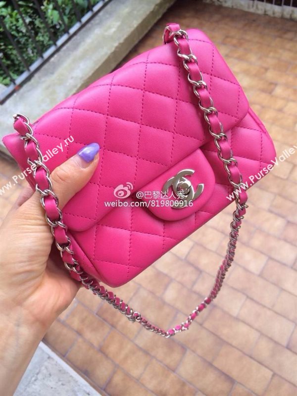 Chanel A1115 lambskin small classic flap handbag pink bag 5776