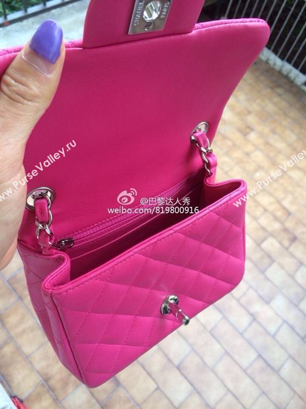 Chanel A1115 lambskin small classic flap handbag pink bag 5776