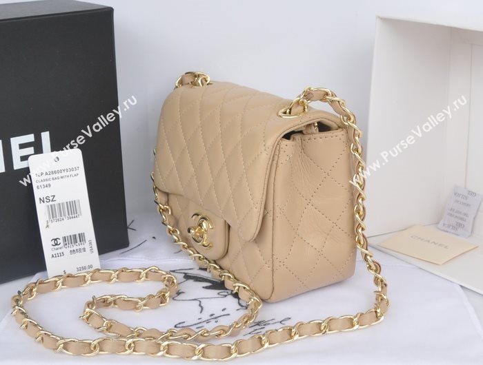 Chanel A1115 lambskin small classic flap handbag apricot bag 5777