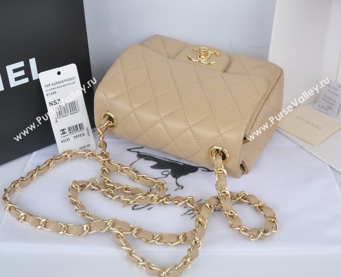 Chanel A1115 lambskin small classic flap handbag apricot bag 5777