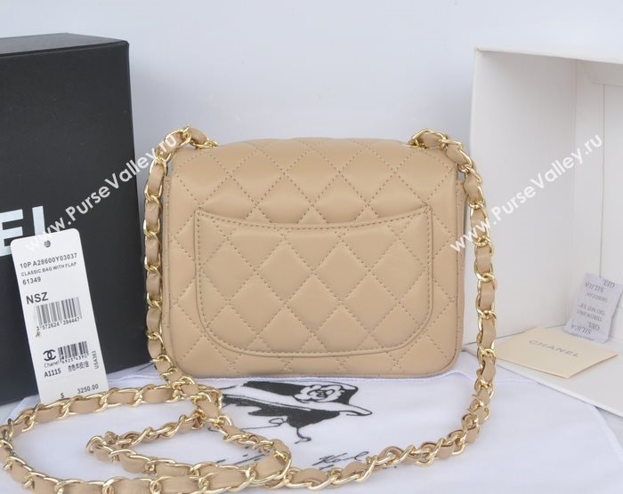 Chanel A1115 lambskin small classic flap handbag apricot bag 5777