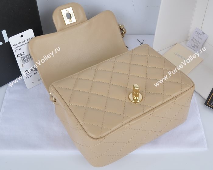 Chanel A1115 lambskin small classic flap handbag apricot bag 5777