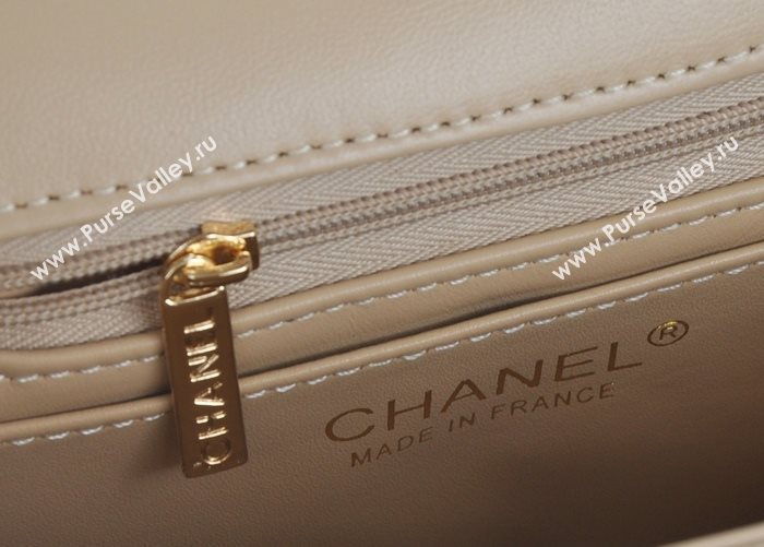 Chanel A1115 lambskin small classic flap handbag apricot bag 5777