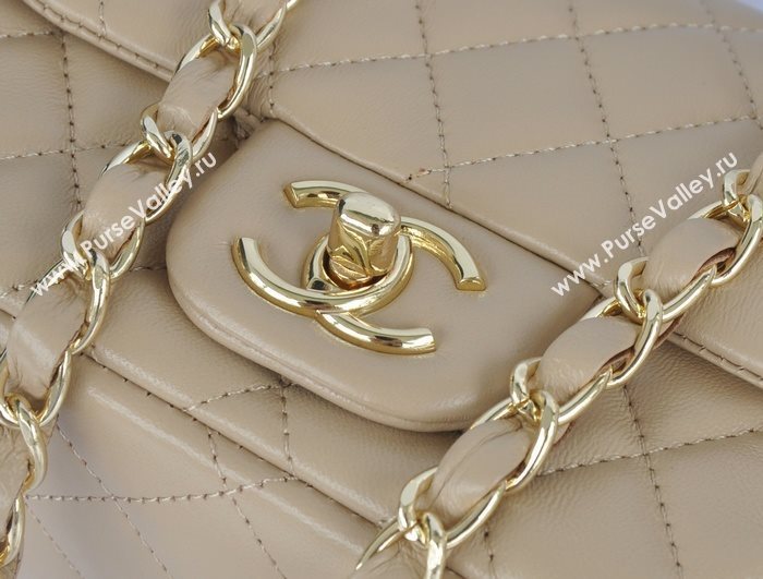 Chanel A1115 lambskin small classic flap handbag apricot bag 5777