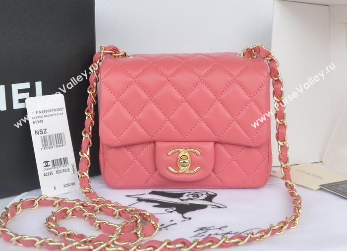 Chanel A1115 lambskin small classic flap handbag pink bag 5778