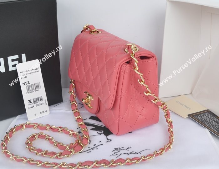 Chanel A1115 lambskin small classic flap handbag pink bag 5778