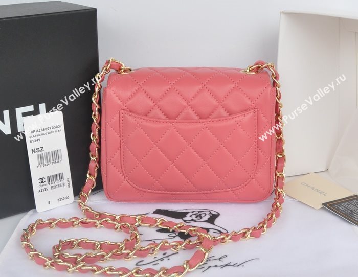 Chanel A1115 lambskin small classic flap handbag pink bag 5778