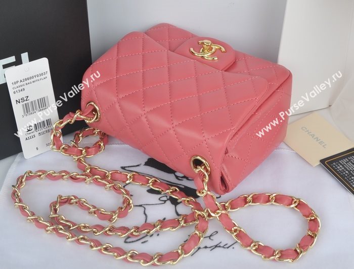 Chanel A1115 lambskin small classic flap handbag pink bag 5778