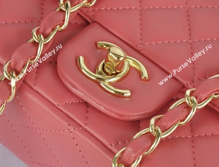 Chanel A1115 lambskin small classic flap handbag pink bag 5778