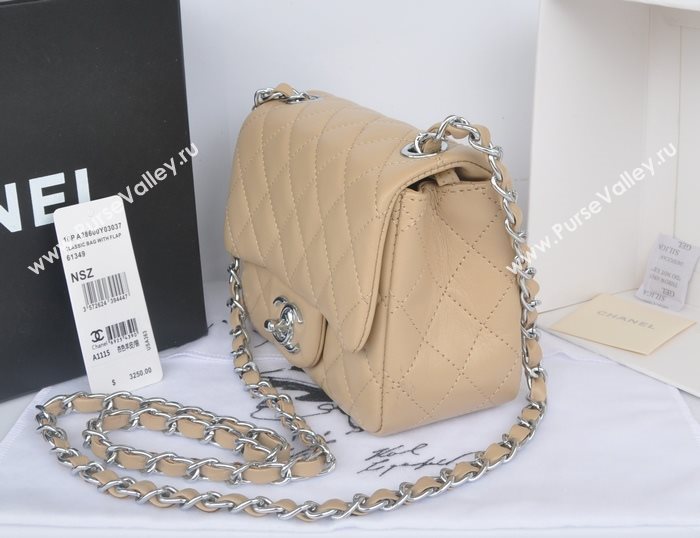 Chanel A1115 lambskin small classic flap handbag apricot bag 5779