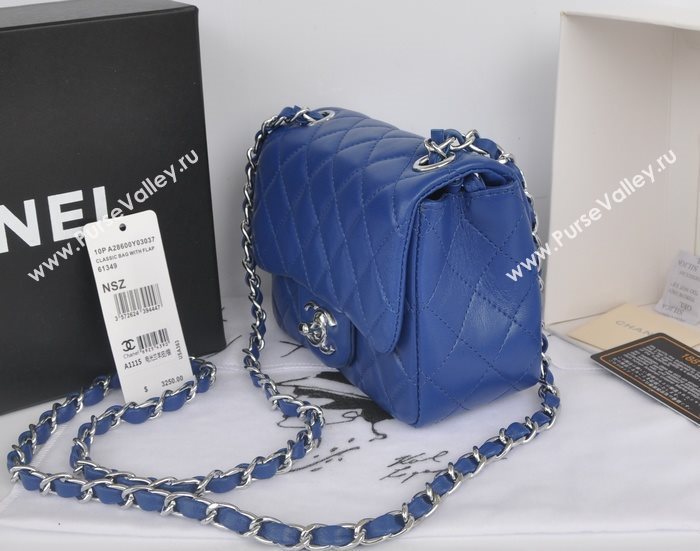 Chanel A1115 lambskin small classic flap handbag blue bag 5780