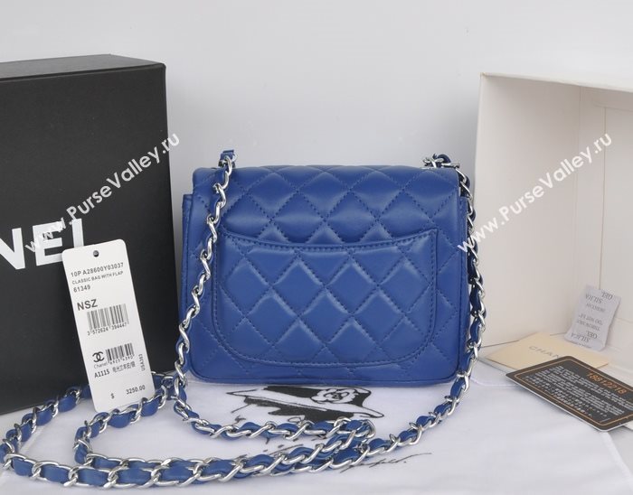Chanel A1115 lambskin small classic flap handbag blue bag 5780