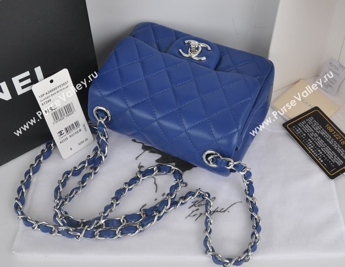 Chanel A1115 lambskin small classic flap handbag blue bag 5780