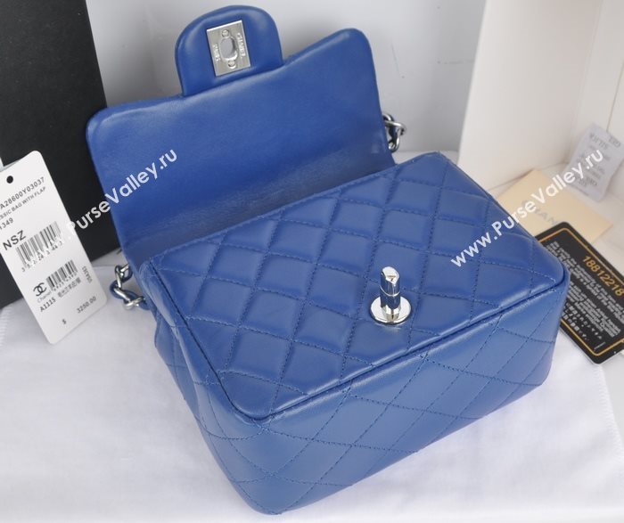 Chanel A1115 lambskin small classic flap handbag blue bag 5780