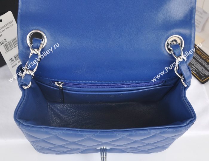 Chanel A1115 lambskin small classic flap handbag blue bag 5780