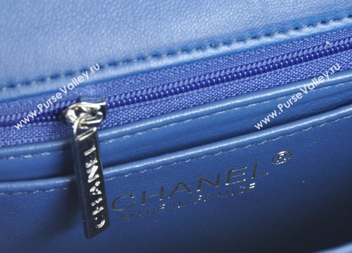 Chanel A1115 lambskin small classic flap handbag blue bag 5780