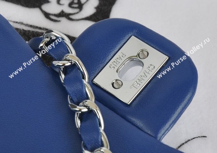 Chanel A1115 lambskin small classic flap handbag blue bag 5780