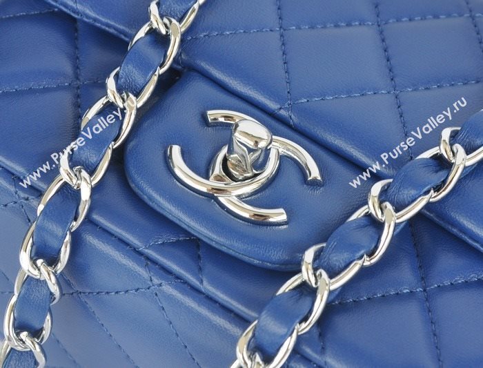 Chanel A1115 lambskin small classic flap handbag blue bag 5780