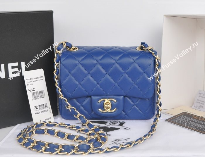 Chanel A1115 lambskin small classic flap handbag blue bag 5781