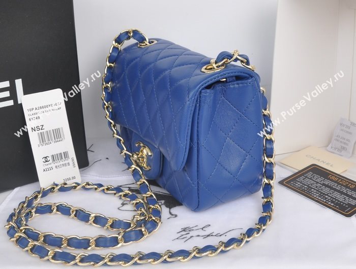 Chanel A1115 lambskin small classic flap handbag blue bag 5781