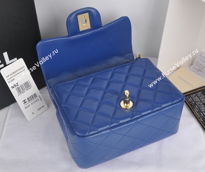 Chanel A1115 lambskin small classic flap handbag blue bag 5781