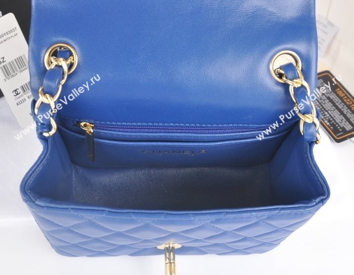 Chanel A1115 lambskin small classic flap handbag blue bag 5781