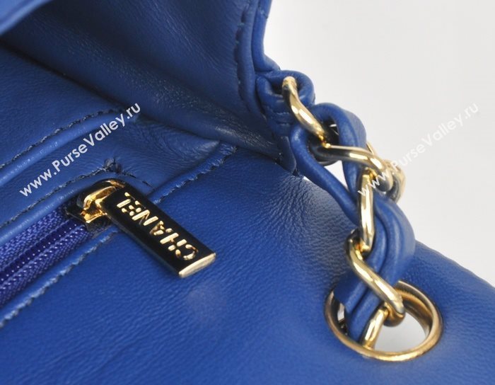 Chanel A1115 lambskin small classic flap handbag blue bag 5781