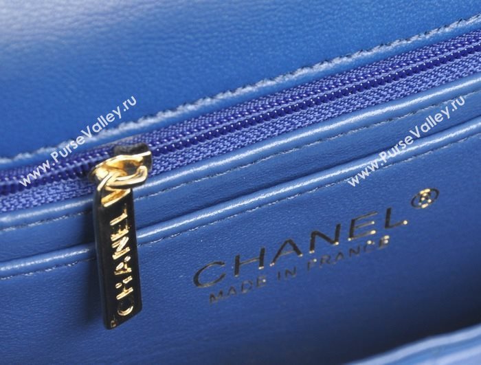 Chanel A1115 lambskin small classic flap handbag blue bag 5781