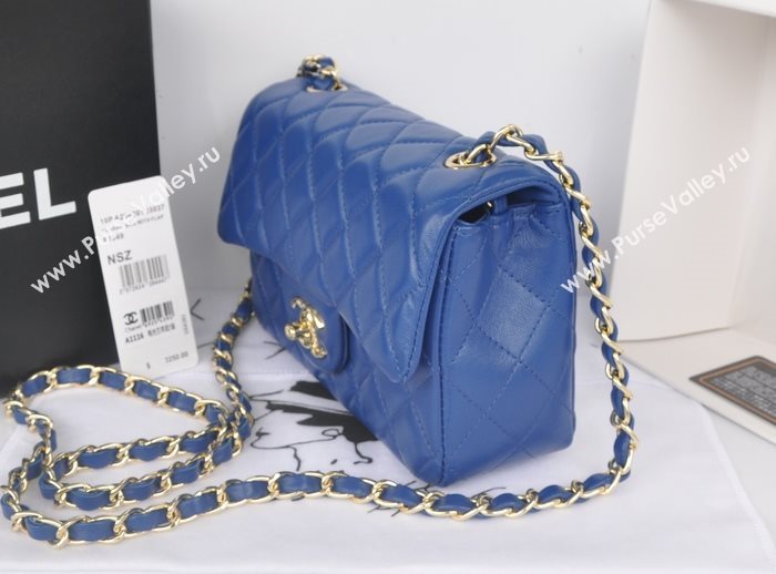 Chanel A1116 lambskin small classic flap handbag blue bag 5782