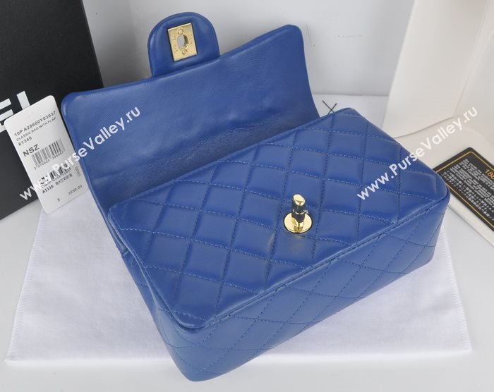 Chanel A1116 lambskin small classic flap handbag blue bag 5782