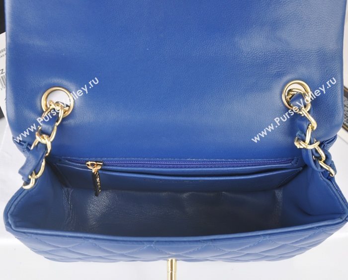 Chanel A1116 lambskin small classic flap handbag blue bag 5782