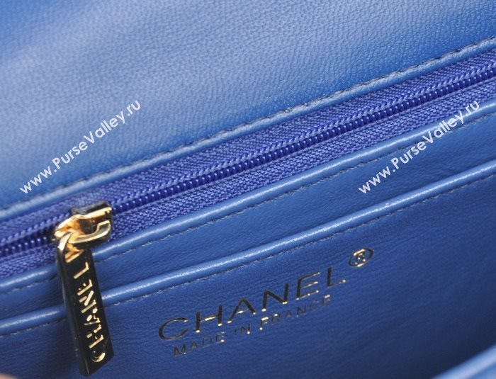 Chanel A1116 lambskin small classic flap handbag blue bag 5782