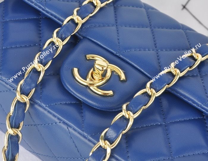 Chanel A1116 lambskin small classic flap handbag blue bag 5782