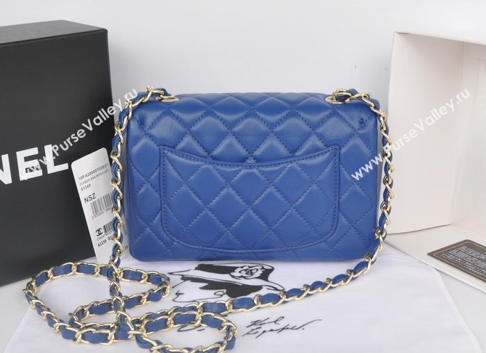 Chanel A1116 lambskin small classic flap handbag blue bag 5782