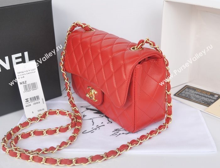 Chanel A1116 lambskin small classic flap handbag red bag 5783