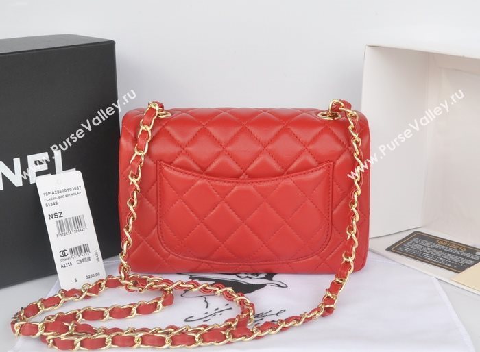 Chanel A1116 lambskin small classic flap handbag red bag 5783