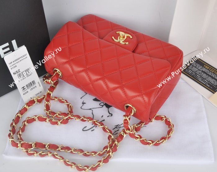 Chanel A1116 lambskin small classic flap handbag red bag 5783