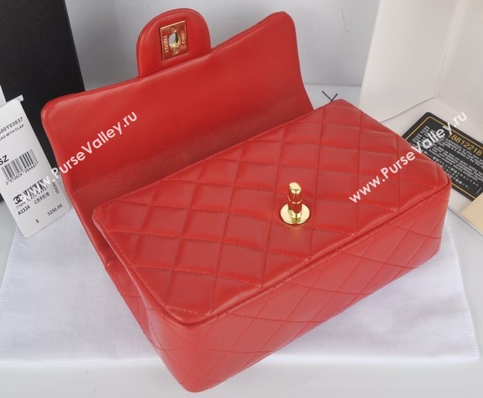 Chanel A1116 lambskin small classic flap handbag red bag 5783