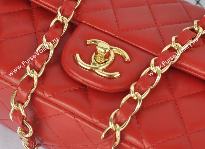 Chanel A1116 lambskin small classic flap handbag red bag 5783