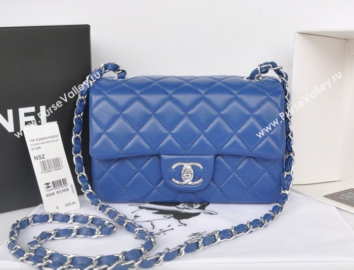 Chanel A1116 lambskin small classic flap handbag blue bag 5784