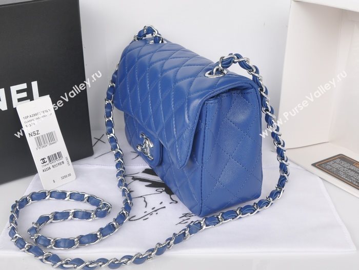 Chanel A1116 lambskin small classic flap handbag blue bag 5784